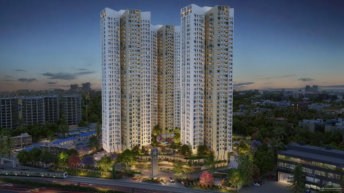 Sattva Aaranya tower cluster around the central landscaped podium Sattva Aaranya tower cluster around the central landscaped podium